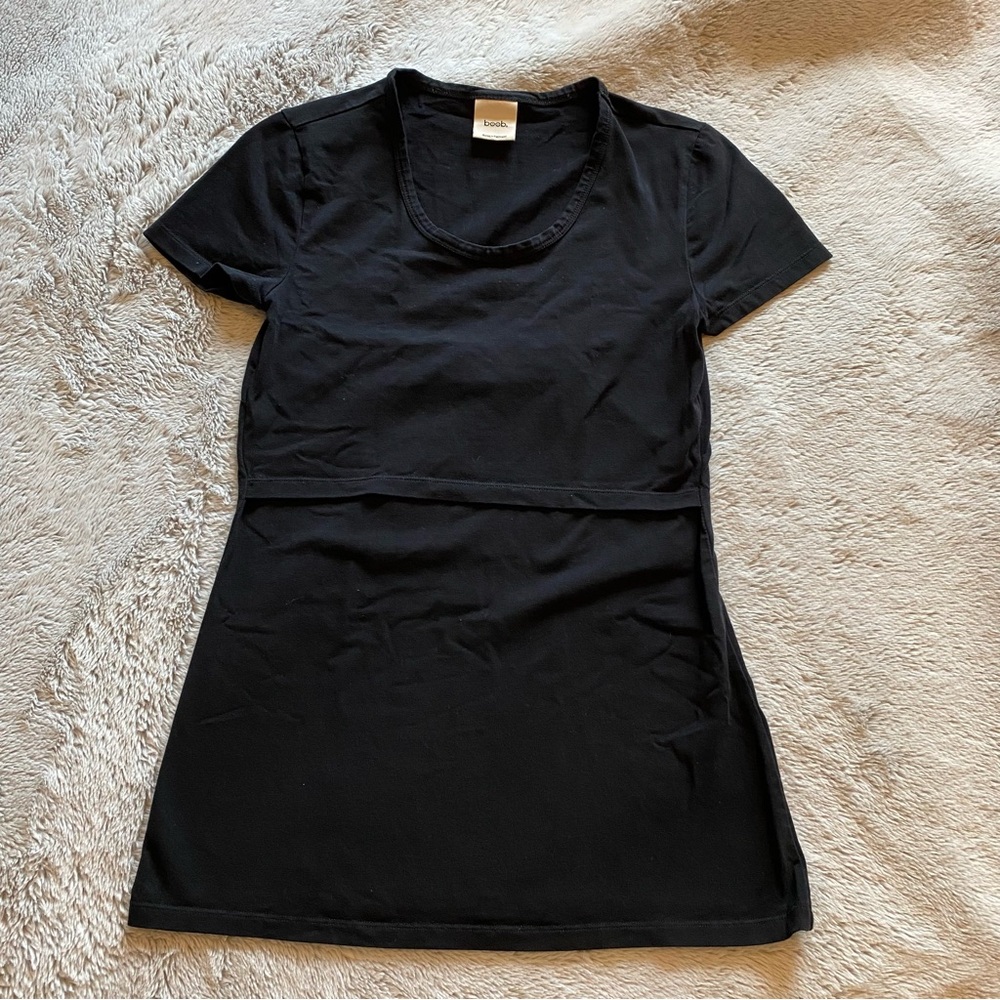 Boob design short sleeve nursing top tee black small